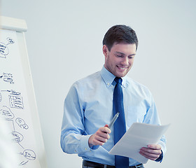 Image showing group of smiling businessmen meeting in office