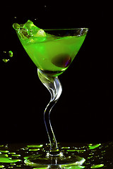 Image showing Green cocktail splash