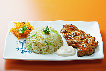 Image showing Grilled pork with rice