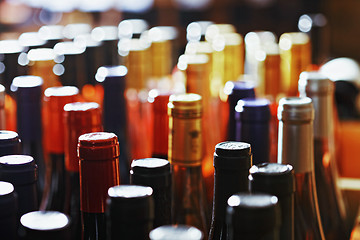 Image showing Many wine bottles