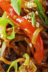 Image showing Red paprika with buckwheat noodles