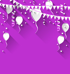 Image showing Happy birthday background with balloons and hanging buntings