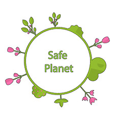 Image showing Frame form circle green earth plant flower cry safe planet