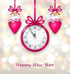 Image showing New Year Midnight Glowing Background with Clock