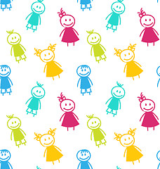 Image showing Seamless Background with Smiling Girls and Boys