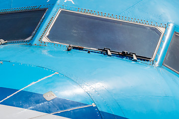 Image showing Cockpit close up of jet airplane