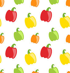 Image showing Seamless Pattern with Colorful Bell Peppers