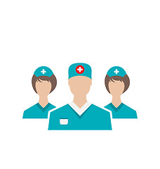 Image showing Icons set of medical employees in modern flat design style, isol