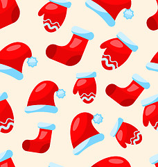 Image showing Seamless Christmas pattern part Santa costume