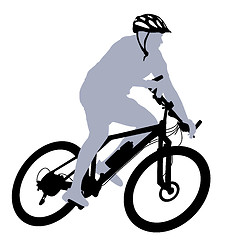 Image showing Silhouette of a cyclist male.  illustration.