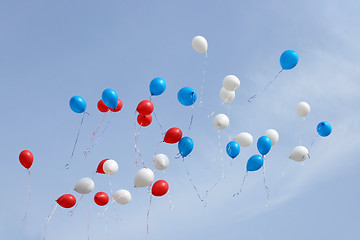 Image showing colored balloons on sky