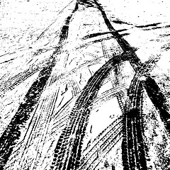 Image showing Grunge background with black tire track. illustration.