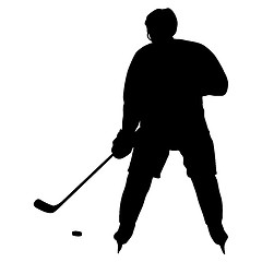 Image showing silhouette of hockey player. Isolated on white. 