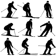 Image showing Set mountain skier  speeding down slope. sport silhouette