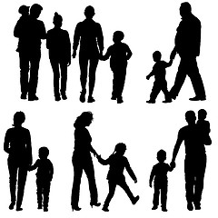 Image showing Black silhouettes Family on white background. illustratio