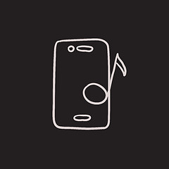 Image showing Phone with musical note sketch icon.