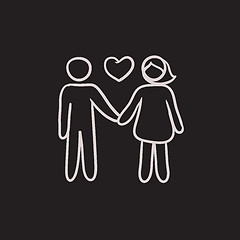 Image showing Couple in love sketch icon.