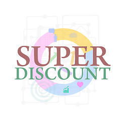 Image showing Super discount. Sale banner vector isolated. Sale tag. Special offer. Sale sign. Web sticker. Discount sticker. Discount Sticker template. Advertisement sticker. Origami style sticker. Sale symbol