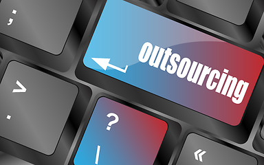 Image showing outsourcing button on computer keyboard key vector, keyboard keys, keyboard button