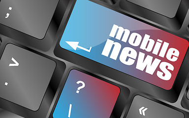 Image showing mobile news word on black keyboard and green button vector, keyboard keys, keyboard button