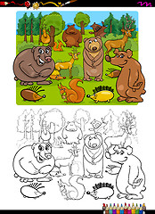 Image showing animals group coloring page