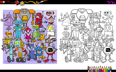 Image showing robot characters coloring page