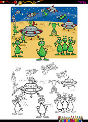 Image showing aliens group coloring book