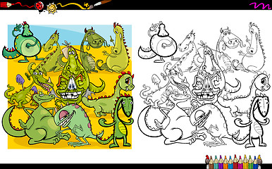 Image showing dragon characters coloring book