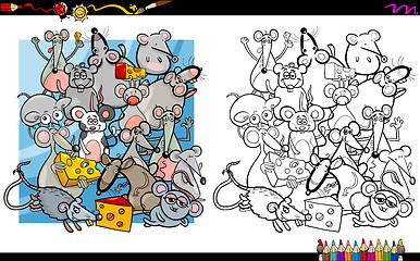 Image showing mouse characters coloring book