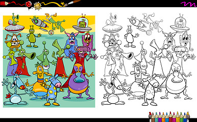 Image showing alien characters coloring page