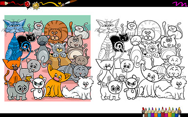 Image showing cat characters coloring page