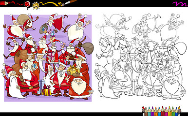 Image showing santa characters coloring book