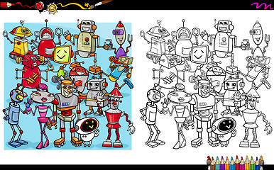 Image showing robot characters coloring book