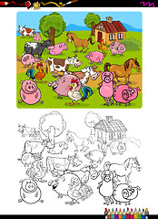 Image showing farm animals coloring page