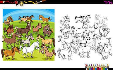 Image showing horse characters coloring book