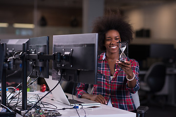 Image showing portrait of a young successful African-American woman in modern 