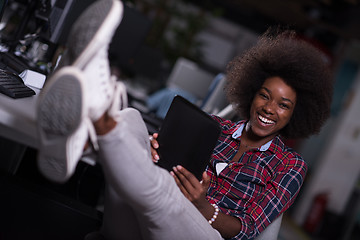 Image showing portrait of a young successful African-American woman in modern 