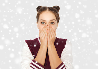 Image showing scared teenage girl