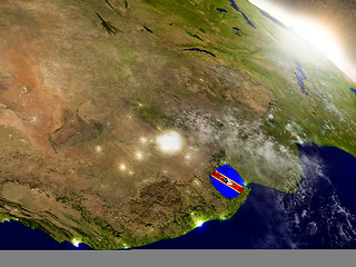 Image showing Swaziland with flag in rising sun