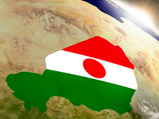 Image showing Niger with flag in rising sun