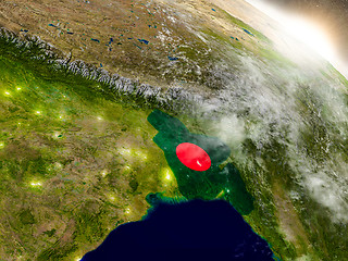 Image showing Bangladesh with flag in rising sun