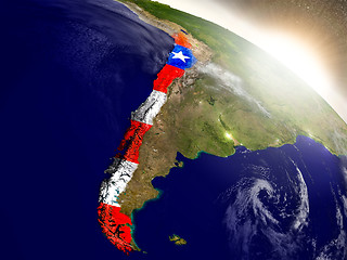 Image showing Chile with flag in rising sun
