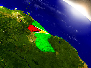 Image showing Guyana with flag in rising sun