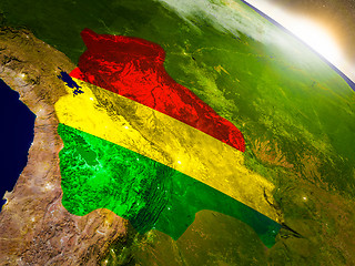 Image showing Bolivia with flag in rising sun