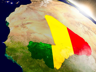 Image showing Mali with flag in rising sun