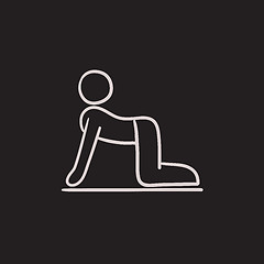 Image showing Man practicing yoga sketch icon.