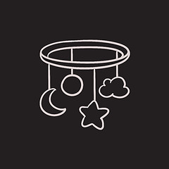 Image showing Baby bed carousel sketch icon.