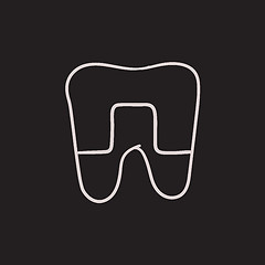 Image showing Crowned tooth sketch icon.