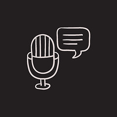 Image showing Microphone with speech square sketch icon.