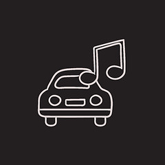 Image showing Car with music note sketch icon.